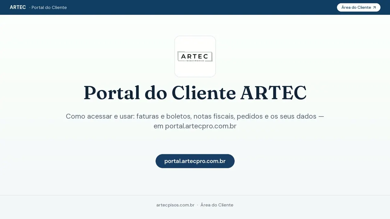 Abertura do vídeo tutorial do Portal do Cliente ARTEC